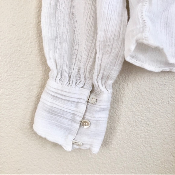 JOIE Mitney Embroidered Gauze Puff Sleeve Top in Porcelain White - Picture 12 of 13